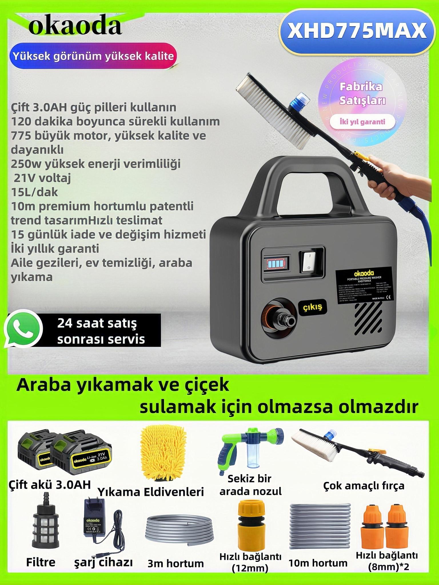 okaoda%20XHD775MAX%20Lityum%20Pil%20Yüksek%20Su%20Basınçlı%20Temizleme%20Makinesi%20Su%20Pompası